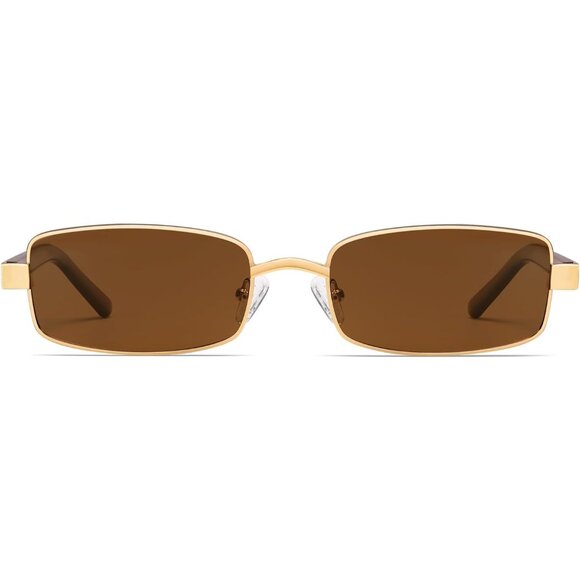 ✨Women\'s Brown Retro Rectangle Polarized Trendy Slim Narrow Frame Sunglasses main image 4